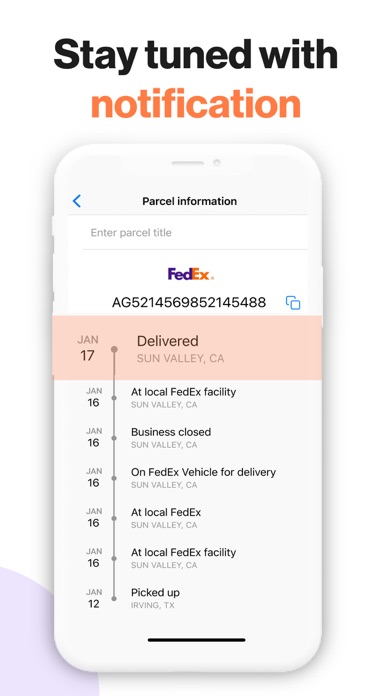 Package Delivery Tracker App Screenshot