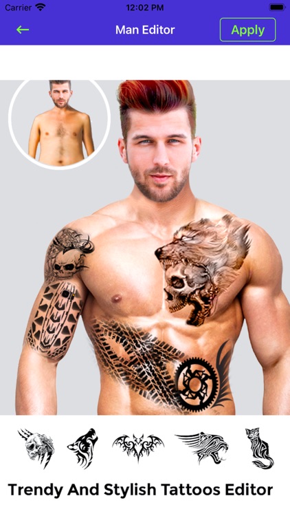 Man with tattooed chest and arms Bearded man with sexy muscular torso Fit  model with tattoo