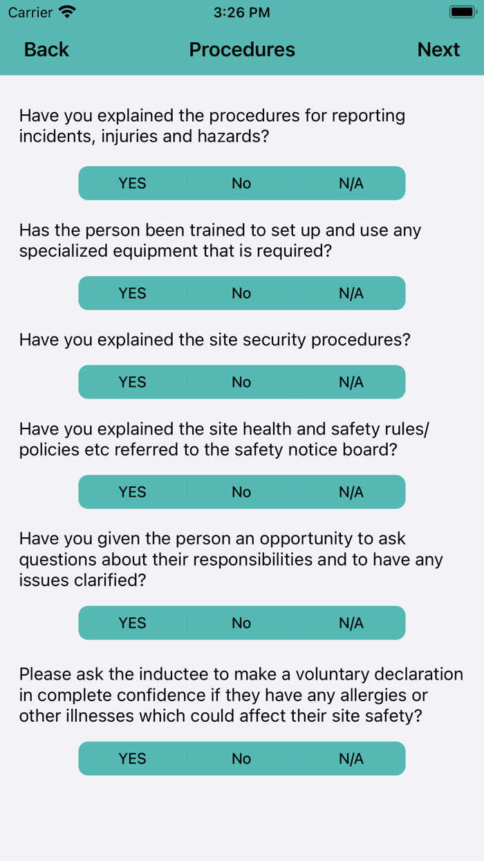 SITE INDUCTION CHECKLIST
