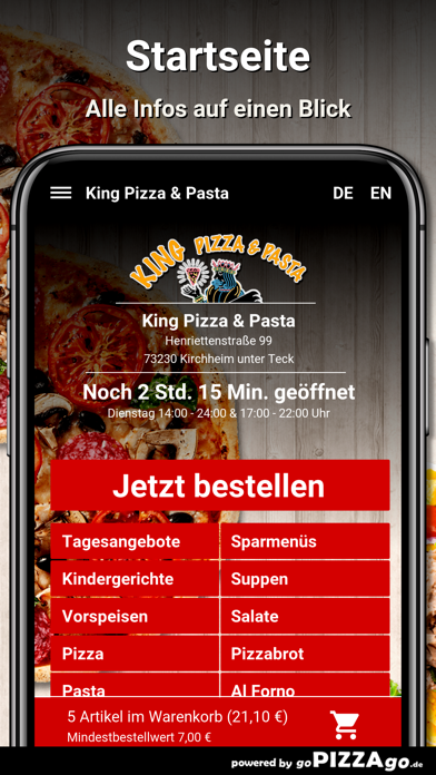 King Pizza & Pasta Kirchheim screenshot 2