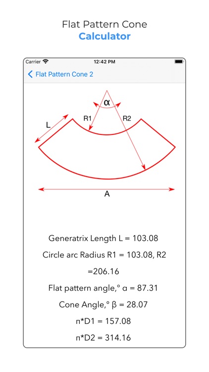 Flat Pattern Cone Calculator
