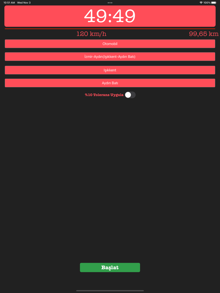 Otoyol Sayaç  Süre Hesapla