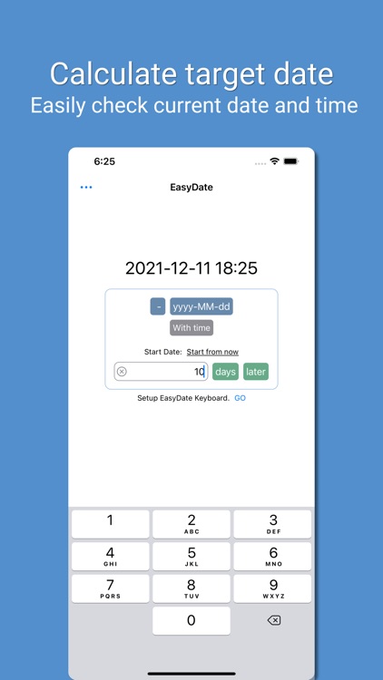 Easy Date Calculator, Keyboard