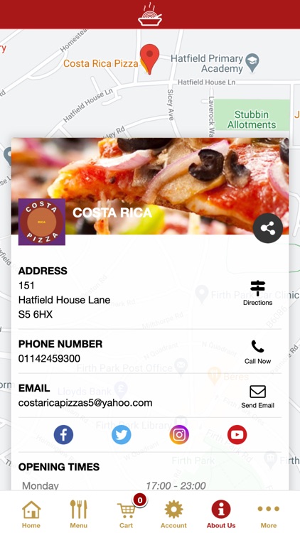 Costa Rica Pizza Sheffield App