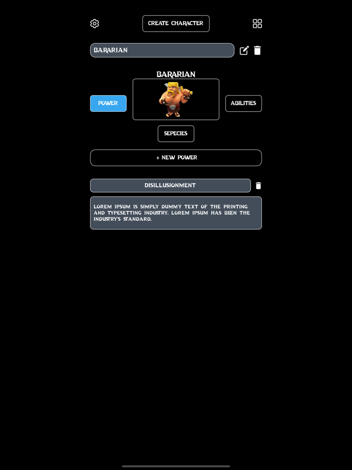 Infinite RPG Character Sheet