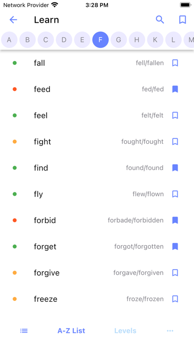 Irregular Verbs for English Screenshot