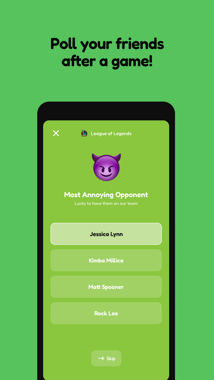 qeeq Vote friends after game