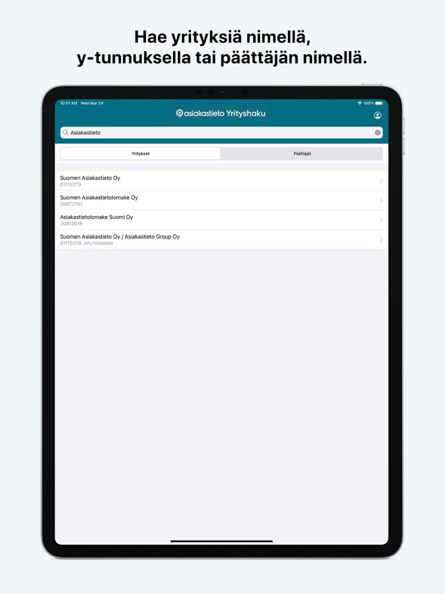 Asiakastieto Yrityshaku App Storessa