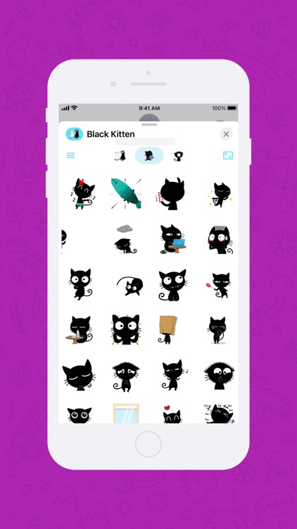 Black Kitten Animated Stickers