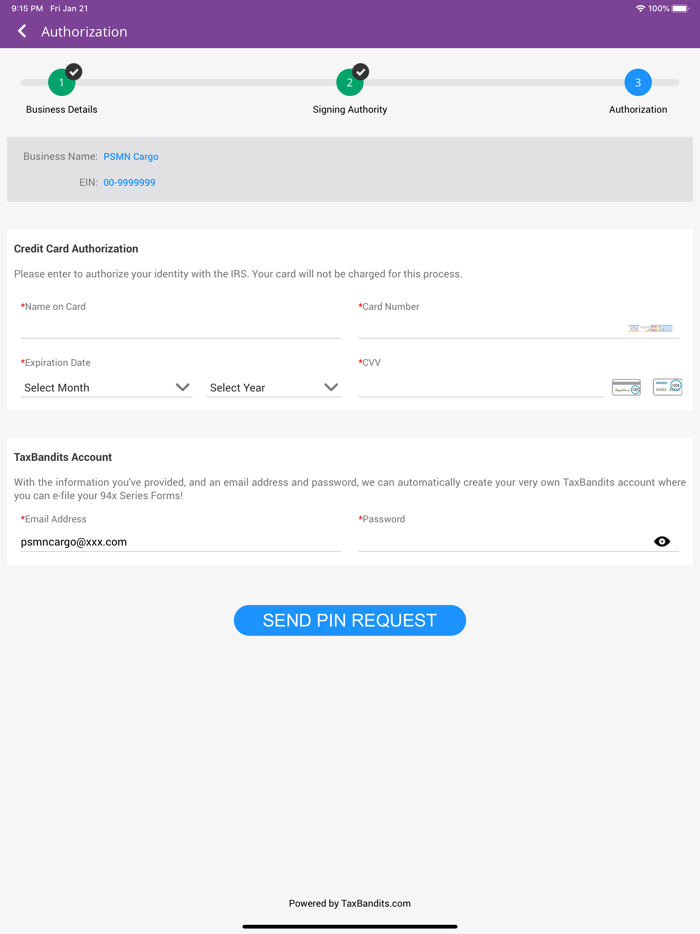 Form 94x Online Signature PIN