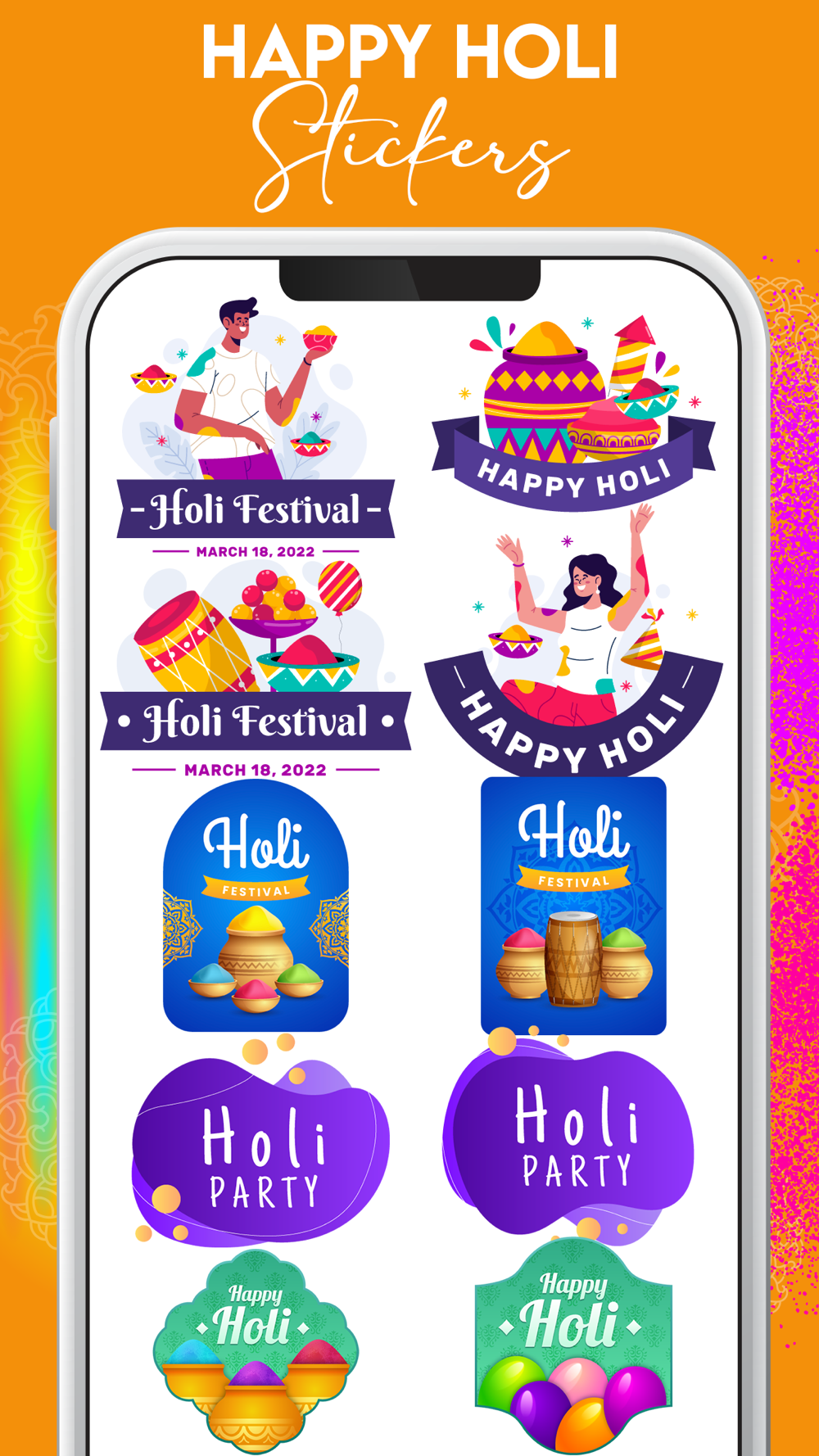 Holi Stickers Emojis Download App for iPhone - STEPrimo.com