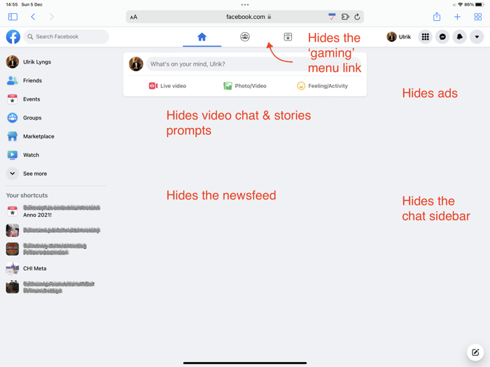 Newsfeed toggle for Facebook