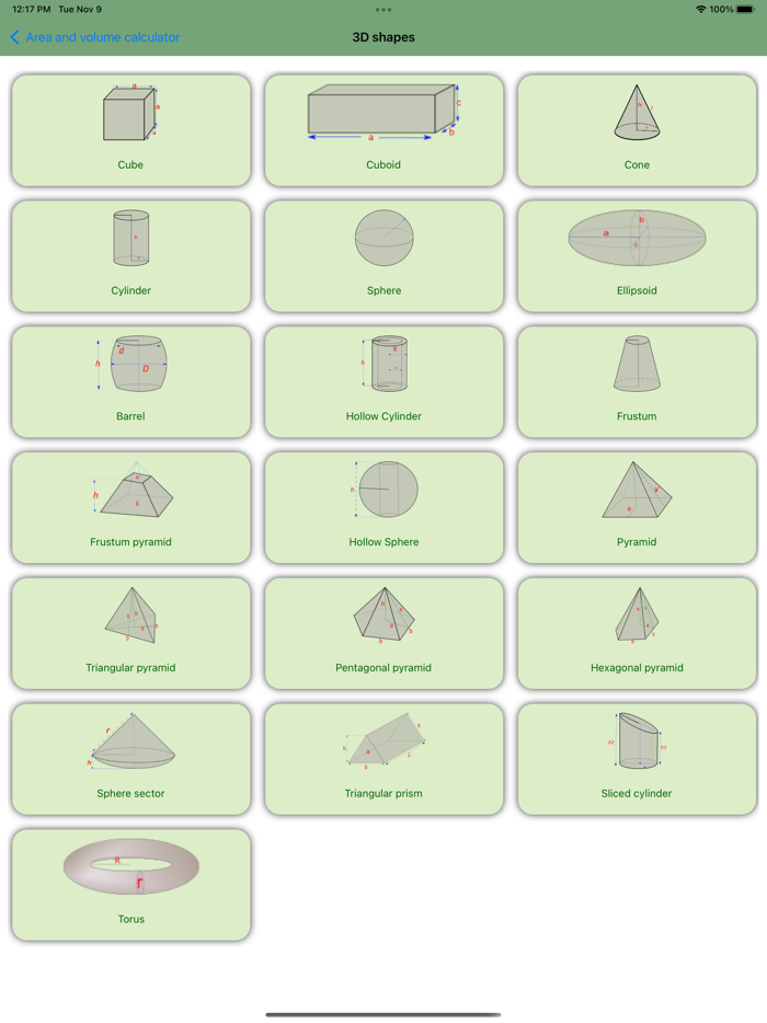 Area and Volume Calculator