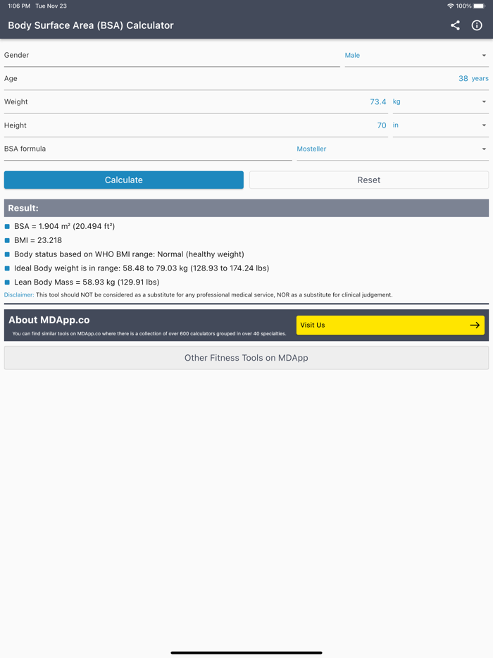 BSA Calculator - Body Surface