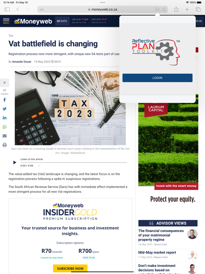 Reflective Plan Toolkit Widget