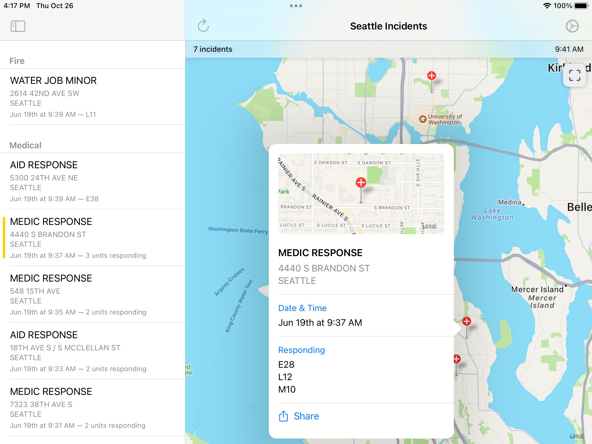 Seattle Incidents screenshot 2