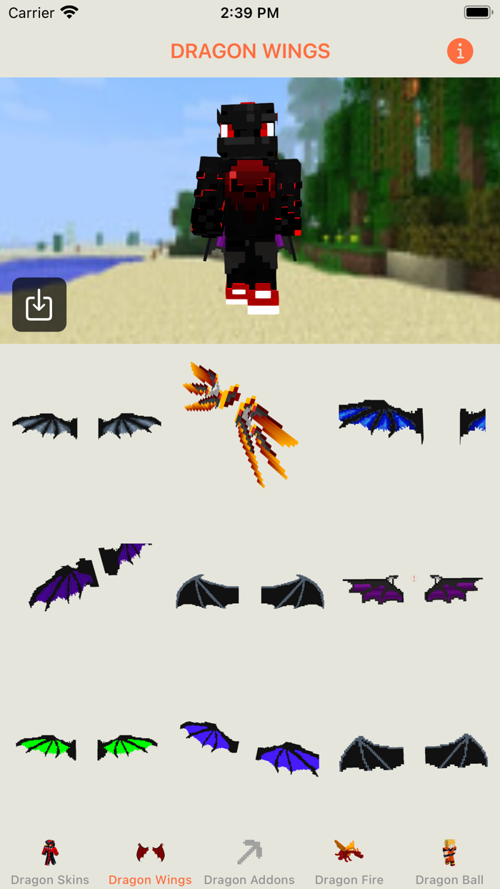DRAGON WING MCPE ADDONS SKINS