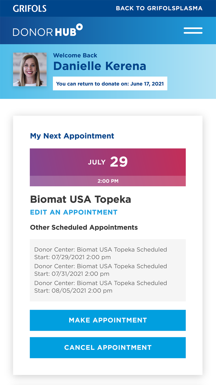 Grifols Plasma Donor Hub