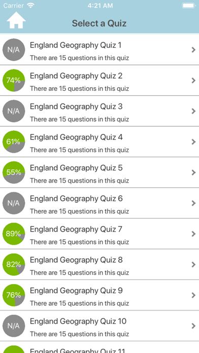 England Geography Quiz Screenshot