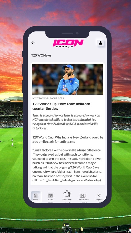 Icon sportz Live Score & News