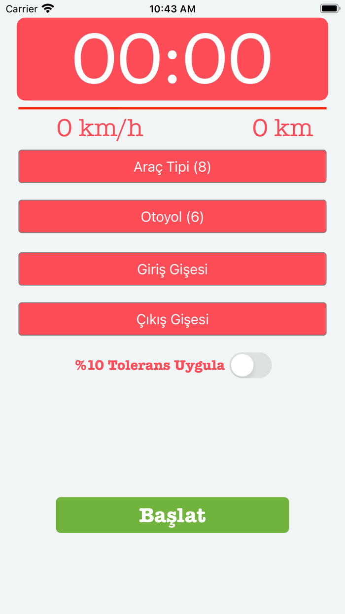 Otoyol Sayaç  Süre Hesapla