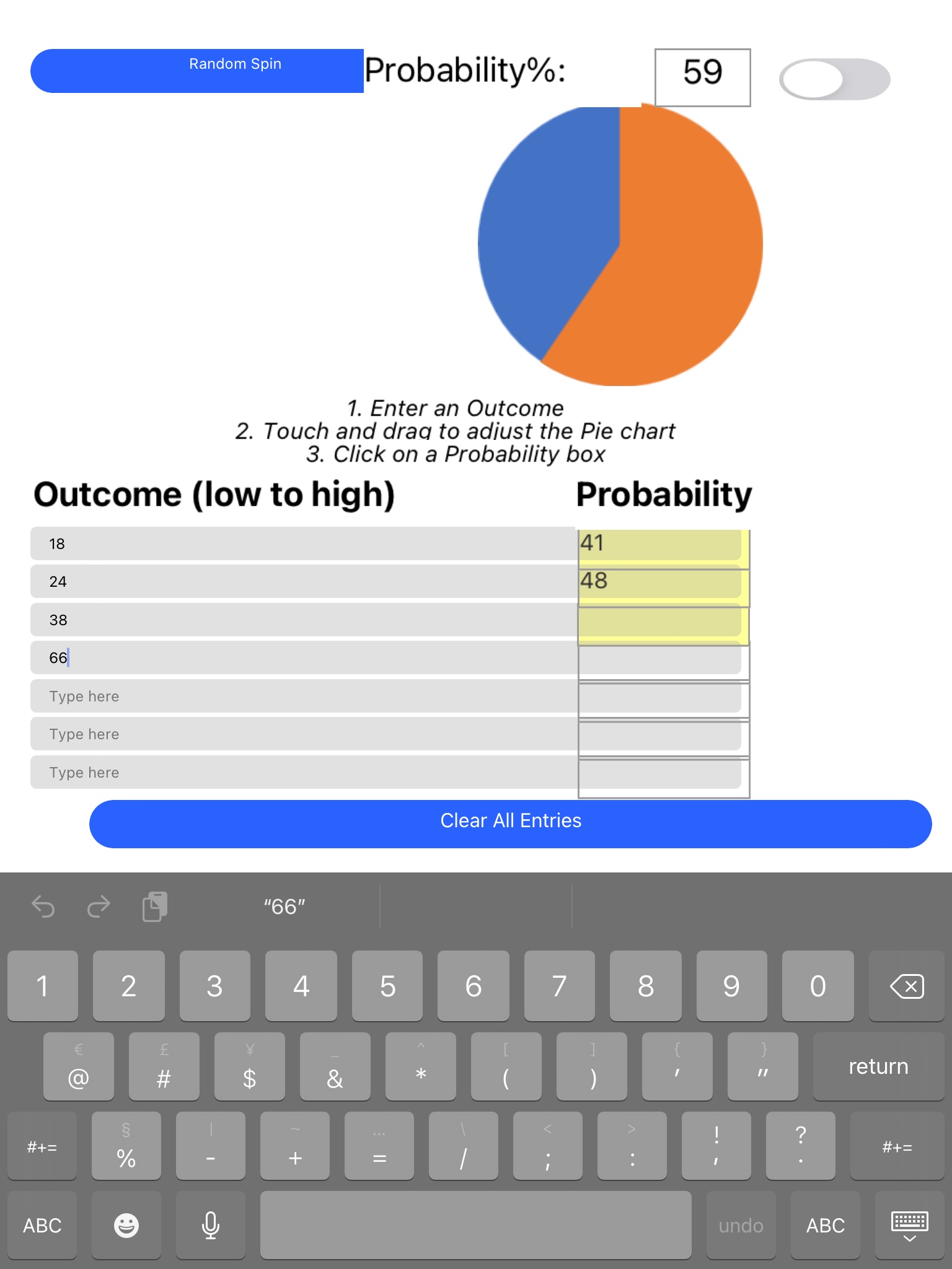 Probability Wheel App screenshot 3
