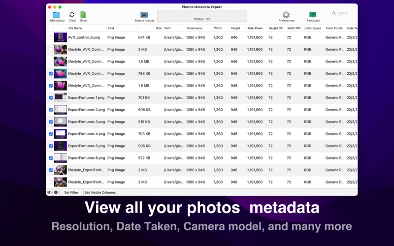 Photos Metadata Export