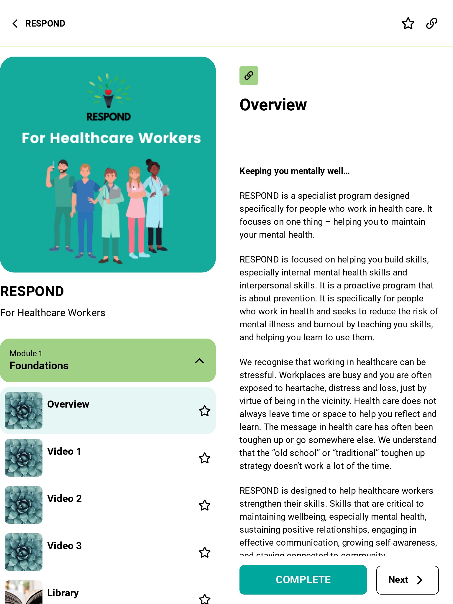 RESPOND for healthcare workers screenshot 3