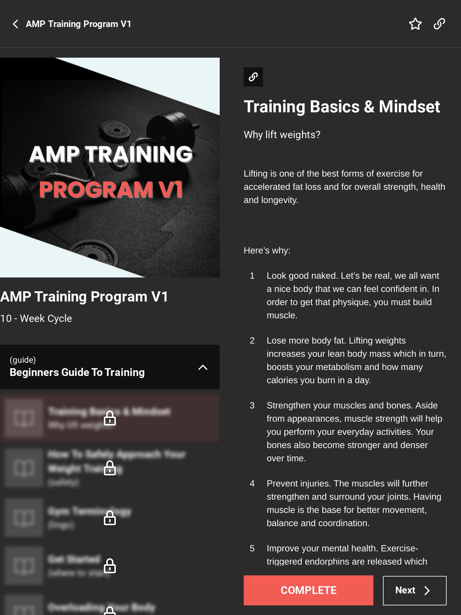 AMP: Fitness + Nutrition screenshot 2