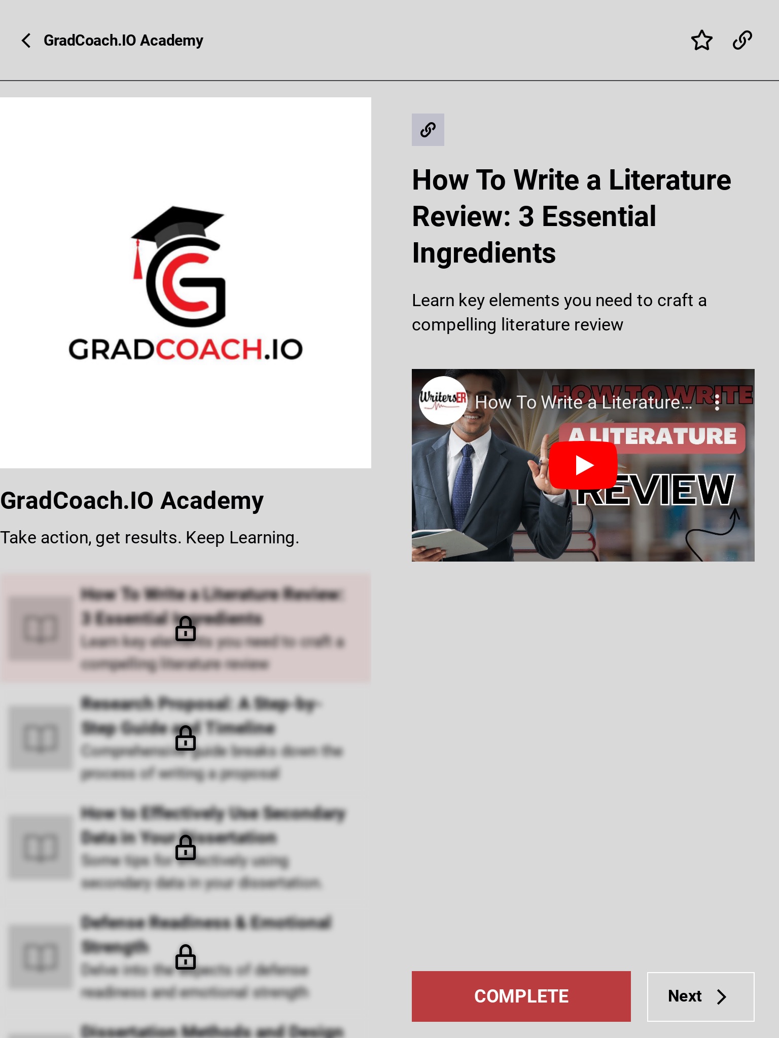 GradCoach.io screenshot 2