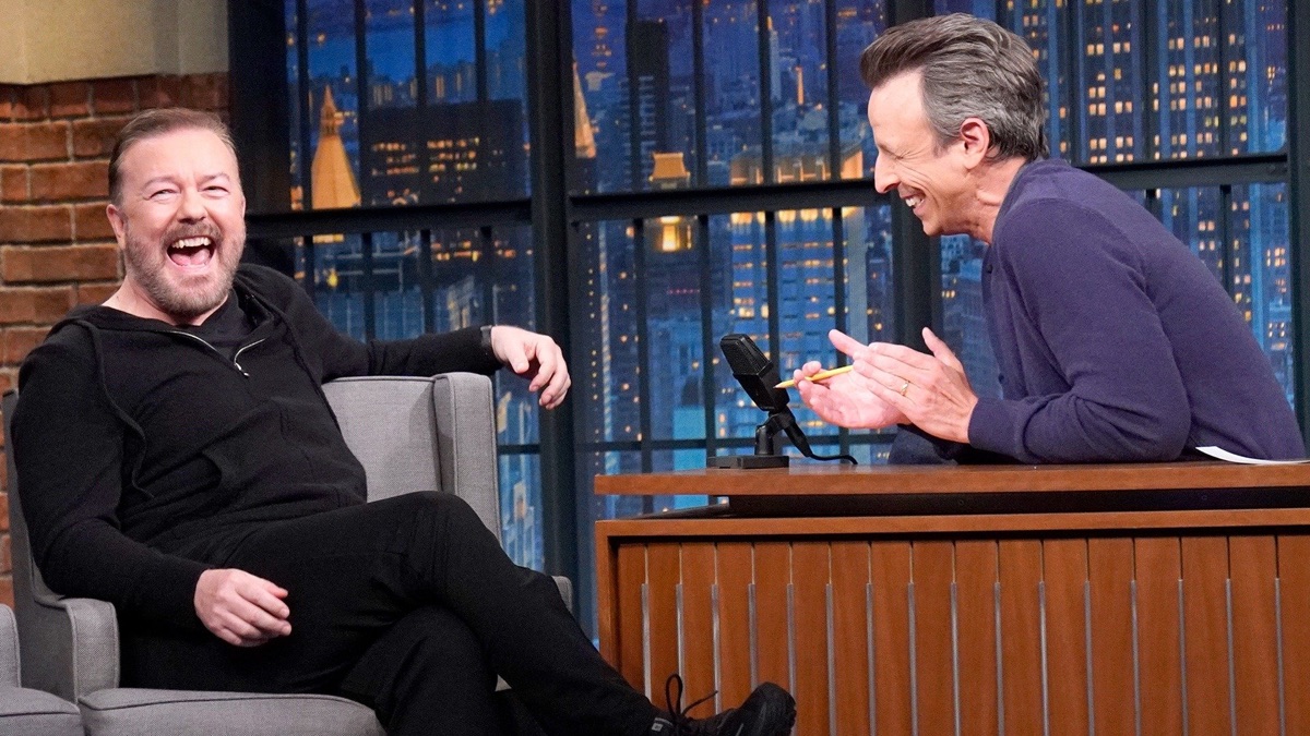 Ricky Gervais; Emmy Rossum; Ashe Late Night with Seth Meyers Apple TV